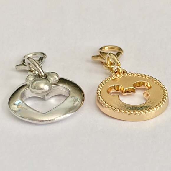 Disney Mickey Mouse Clip On Charm Gold SilverTone Zipper Pull Purse Signed Charm - Picture 5 of 8